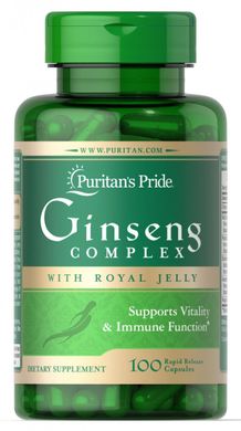 Комплекс женьшеню з маточним молочком, Ginseng Complex with Royal Jelly, Puritan's Pride, 1000 мг, 100 капсул