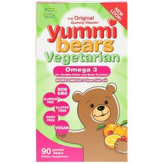 Ведмедики Yummi, рослинні омега, Hero Nutritional Products, 3, натуральні фруктові смаки, 90 ведмедиків