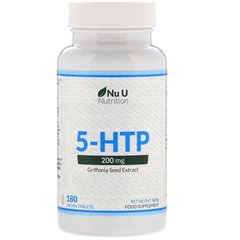 5-HTP, 5-гідрокситриптофан, Nu U Nutrition, 200 мг, 180 рослинних таблеток