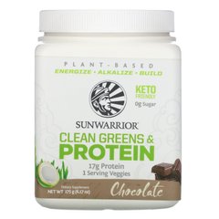 Чистий зелень і протеїн, шоколад, Clean Greens and Protein, Chocolate, Sunwarrior, 175 г