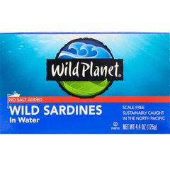Сардины, выловленные в диких условиях, в воде, Без добавления соли, Wild Planet, 4,4 унц. (125 г) купить в Киеве и Украине