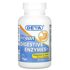 Веганські травні ферменти +, Vegan Digestive Enzymes +, Deva, 90 веганських капсул