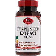 Экстракт виноградных косточек Olympian Labs Inc. (Grape Seed Extract) 600 мг 60 капсул купить в Киеве и Украине