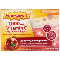 Электролиты клюква-гранат Emergen-C (Vitamin C) 1000 мг 30 пакетов по 8.4 г купить в Киеве и Украине