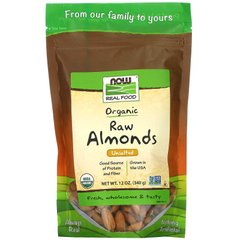 Мигдаль органік сирі несолоні Now Foods (Raw Almonds) 340 г