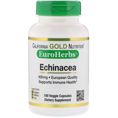Ехінацея California Gold Nutrition (Echinacea EuroHerbs Whole Powder) 400 мг 180 вегетаріанських капсул