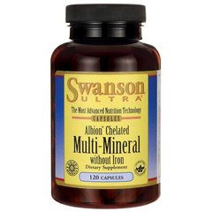 Мультимінеральна формула без заліза, Albion Chelated Multi-Mineral without Iron, Swanson, 120 капсул