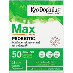 Пробіотик, Max Probiotic EZ Packs, Kyo-Dophilus, 50 мільярдів КУО, 14 вегетаріанських капсул