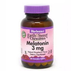 Мелатонін Bluebonnet Nutrition (Melatonin) малиновий смак 3 мг 60 жувальних таблеток