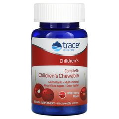 Мультивітаміни для дітей зі смаком дикої вишні Trace Minerals (Complete Multi Children's) 60 жувальних вафель