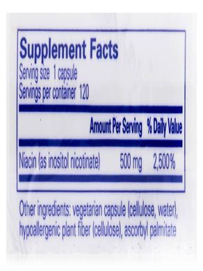 Ниацитол Pure Encapsulations (Niacitol No-Flush Niacin) 500 мг 120 капсул купить в Киеве и Украине