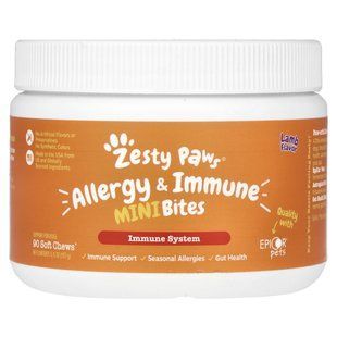 Zesty Paws, MiniBates для алергії та імунітету, для собак, ягня, 90 м&rsquo;яких жувальних таблеток, 157 г (5,5 унції)