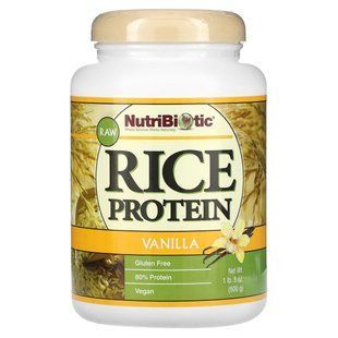 Rice protein-raw, with vanilla flavor, NutriBiotic, 1 фунт 5 унций (600 г)