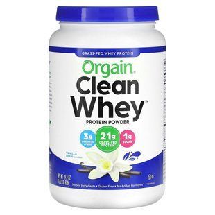 Whey protein from grass-fed cows in powder form, Vanilla Bean, Orgain, 1.82 lbs (828 g)