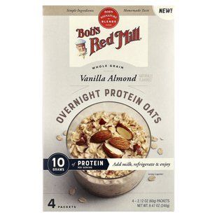 Bob's Red Mill, Overnight Protein Oats, Whole Grain, Vanilla Almond, 4 Packets, 2.12 oz (60 g) Each купить в Киеве и Украине