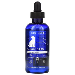 Чистые уши, средство для чистки ушей собаки, Clean Ears, Dog Ear Cleanser, Kin+Kind, 118 мл купить в Киеве и Украине