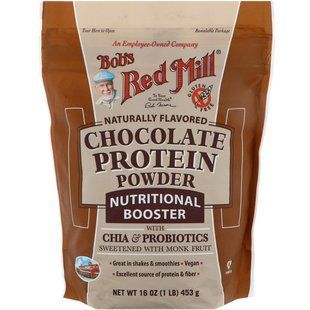 Протеиновый порошок с чиа и пробиотиками Bob's Red Mill (Protein Powder Nutritional Booster with Chia Probiotics) 453 г со вкусом шоколада купить в Киеве и Украине