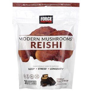 Force Factor, Modern Mushrooms&trade;, Reishi, Chocolate Peanut Butter Cup, 30 Superfood Soft Chews купить в Киеве и Украине