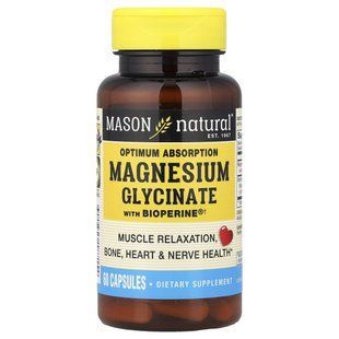 Mason Natural, Optimum Absorption Magnesium Glycinate with BioPerine&reg;, 60 Capsules купить в Киеве и Украине