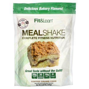 Fit & Lean, Meal, коктейль, повноцінне харчування для здоров&rsquo;я, тістечко з кавовими крихтами, 370 г (0,82 фунта)