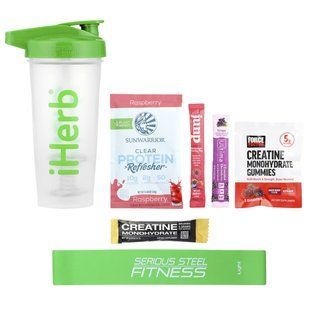iHerb Exclusive, всё для спорта, бутылка-шейкер в праздничном наборе из 7 продуктов купить в Киеве и Украине