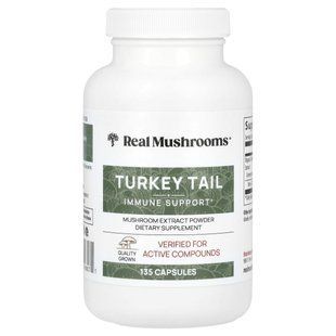 Real Mushrooms, хвіст індички, порошок із екстракту гриба, 135 капсул