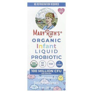 MaryRuth's, Organic Infant Liquid Probiotic, 6-12 Months, Unflavored, 100 Million CFU, 1 fl oz (30 ml) купить в Киеве и Украине