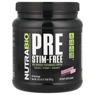 Pre-workout complex without stimulants and caffeine pitaya NutraBio Labs (PRE-Workout Stim-Free Dragonfruit Candy) 573 g