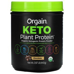 Orgain, Keto, organic plant-based protein powder, chocolate, 0.97 lbs (440 g)