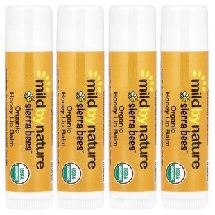 Mild By Nature, Sierra Bees&trade;, органические бальзамы для губ, мёд, упаковка из 4&nbsp;шт. по 4,25&nbsp;г (0,15&nbsp;унции) купить в Киеве и Украине