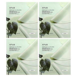 Anua, Heartleaf 70 Soothing Collagen Beauty Mask, 4 Sheets, 1.34 oz (38 g) Each