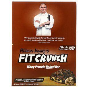 Whey Protein Baked Bar, тесто с шоколадной крошкой, Robert Irvine's Fit Crunch, 12 батончиков, 3,10 унции (88 г) каждый купить в Киеве и Украине