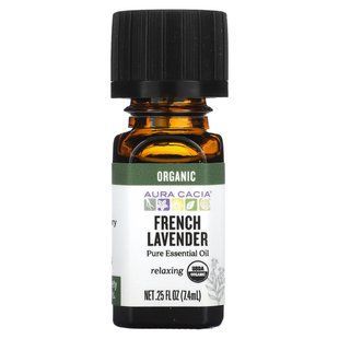 Pure essential oil, organic French lavender, Aura Cacia, 0.25 ounces (7.4 ml)