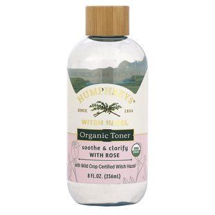 Сертифицированный органический тоник с розой, успокаивает, Witch Hazel, Certified Organic Toner with Rose, Soothe, Humphrey's, 236 мл купить в Киеве и Украине