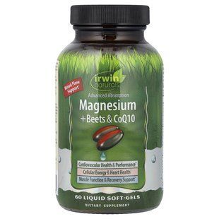 Irwin Naturals, магній, буряк і коензим Q10, 60 капсул із рідиною