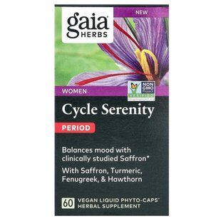 Gaia Herbs, Cycle Serenity, для жінок, місячний, 60 веганських рідких фітокапсул