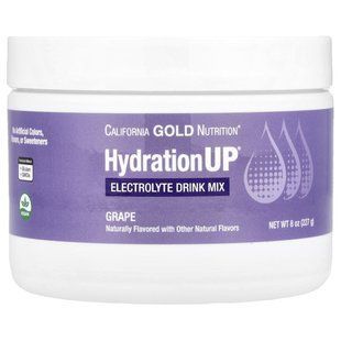 Порошковая смесь для напитков с электролитом виноград California Gold Nutrition (HydrationUP Electrolyte Drink Mix Powder Grape) 227 г купить в Киеве и Украине