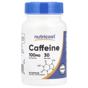 Nutricost, кофеїн, 100 мг, 30 капсул