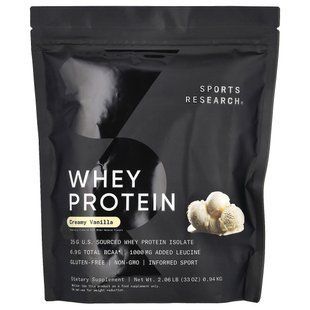Sports Research, Whey Protein, Creamy Vanilla, 2.06 lb (0.94 kg) купить в Киеве и Украине