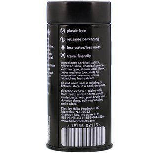 Tablets with toothpaste and activated charcoal, fresh mint and coconut oil, Hello, 60 tablets
