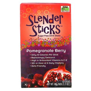 Пакетики для приготовления напитка без сахара гранат Now Foods (Slender Sticks Pomegranate) 12 упаковок по 4 г купить в Киеве и Украине