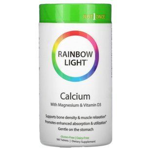 Кальцій і магній з вітаміном D3 Rainbow Light (Calcium with Magnesium & Vitamin D3) 500 мг / 250 мг / 500 МО 180 таблеток
