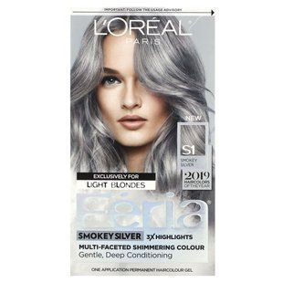 L'Or&eacute;al, Feria, Multi-Faceted Shimmering Colour, S1 Smokey Silver, 1 Application