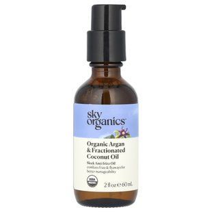 Sky Organics, органічна арганова й фракціонована кокосова олія, 60 мл (2 рідк. унції)