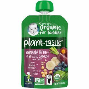 Gerber, Растительный вкус, органический продукт для малышей, банан, ягоды и овощи с овсом, от 12 месяцев, 99 г (3,5 унции) купить в Киеве и Украине