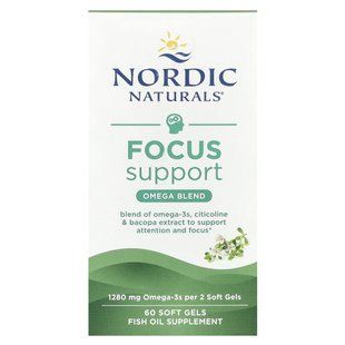 Омега-3 для памʼяті та когнітивних функцій Nordic Naturals (Omega Focus) 1280 мг 60 мʼяких капсул