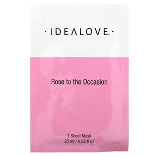Idealove, Rose to the Occasion, тканинна косметична маска з рожевим маслом, 1 шт., 25 мл (0,85 рідк. унції)