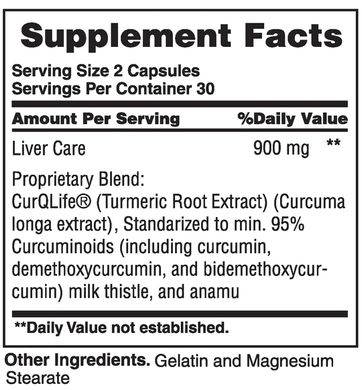 Вітаміни для догляду за печінкою Earth`s Creation (Liver Care With CurQlife) 60 капсул