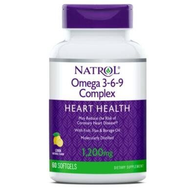 Омега 3-6-9 Natrol (Omega 3-6-9 Complex) 1200 мг 60 капсул зі смаком лимона