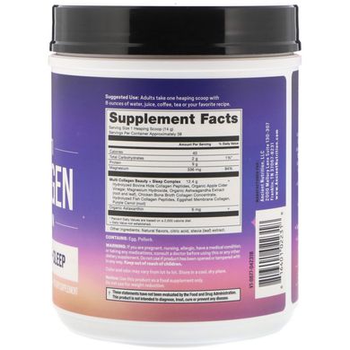 Мульти колагеновий протеїн краса + сон Dr. Axe / Ancient Nutrition (Multi Collagen Protein Beauty + Sleep) 535 г